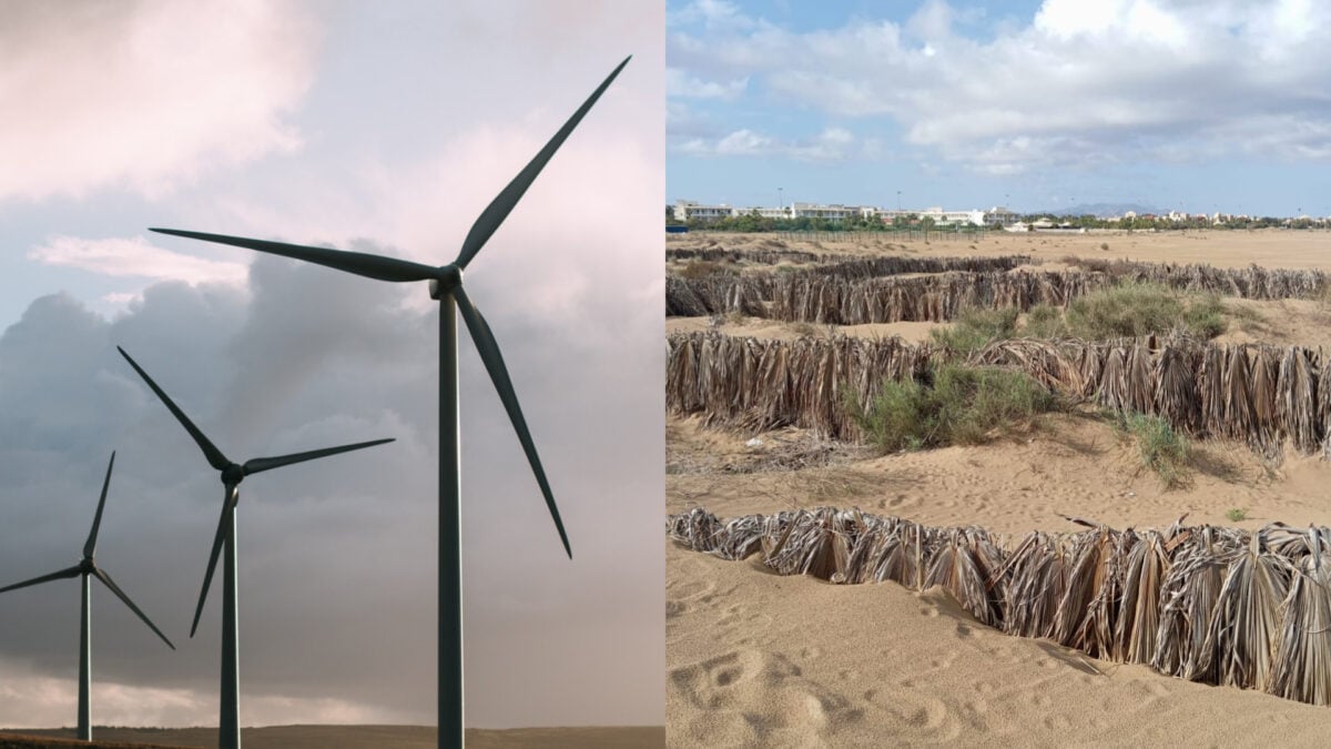Researchers argue that retired or damaged wind turbine blades could be reurposed into durable sand barriers.