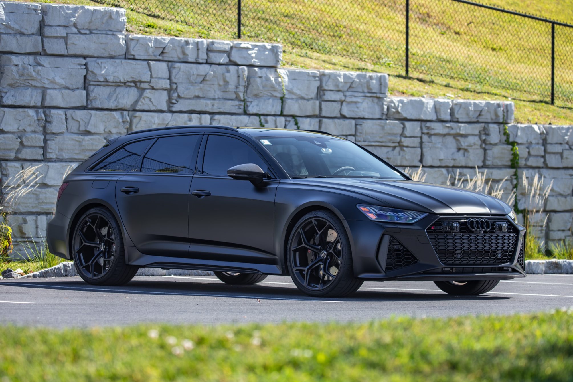 This 2024 Audi RS6 Avant Performance was optioned from the factory with the Matte Carbon, RS Design, Executive, and Driver Assistance packages, and its Mythos Black Metallic-finished body has been covered with satin protective film. Powered by a twin-turbocha…