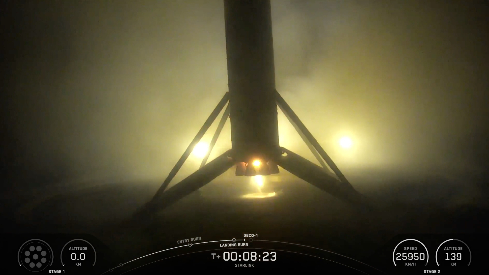 A SpaceX Falcon 9 rocket launched two dozen Starlink internet satellites from California this morning (Sept. 26) and then came back to Earth for a landing on a ship at sea.