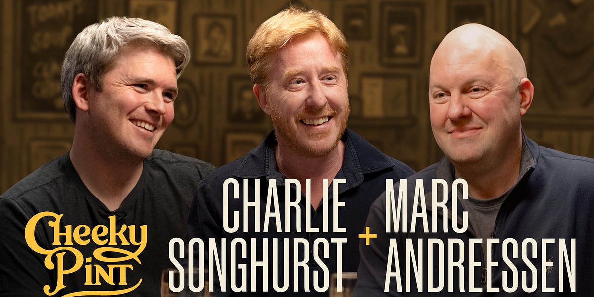 Cheeky Pint:
Q&A with Marc Andreessen and investor Charlie Songhurst on Silicon Valley's past, present, and future, AI, productivity, Stripe, crypto, Musk, media, and more  —  Marc Andreessen, cofounder of Netscape and Andreessen Horowitz, sits down for a Che…