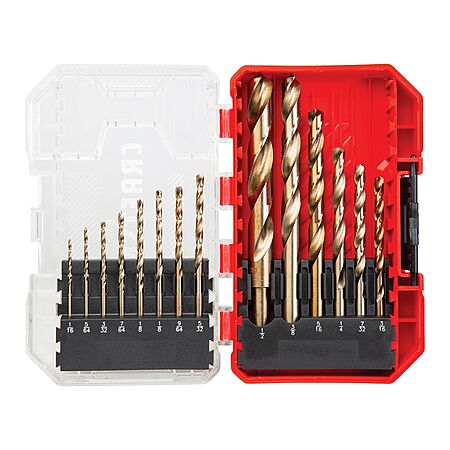 Lowe's has CRAFTSMAN 14 -Piece Assorted x Gold oxide coated Jobber length Twist Drill Bit Set for $9.98. Shipping is free for MyLowe's Rewards members or choose free store pickup.

https://w