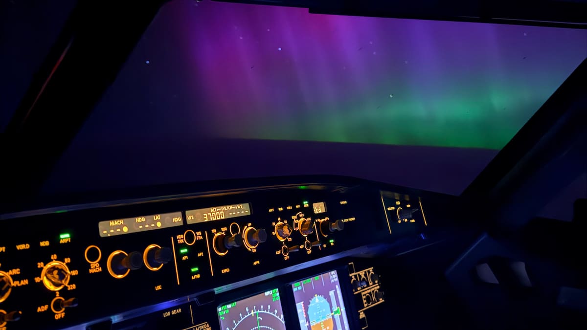 The solar storm gave the pilots a coveted seat for nature’s light show.