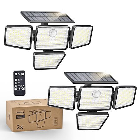 Favorline via Amazon [amazon.com] has 2-Pack Philips 196 LED Solar Outdoor Security Light w/ Remote on sale for $27.99. Shipping is free w/ Prime or on $35+.

Favorline via Amazon [amazon.com] also ha
