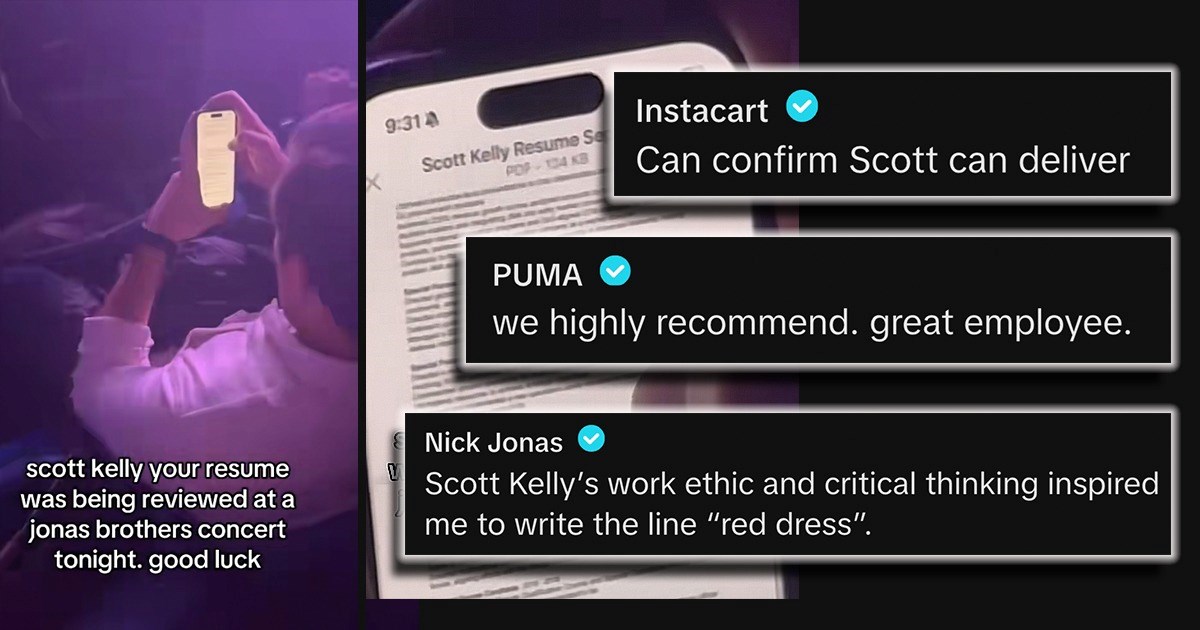 Well, that's one way to get a job… Recently, a girl enjoying a Jonas Brothers concert spotted something in the audience that made her pause. She saw a guy, lounging back in his chair, looking more bored than someone watching paint dry, and he was scrolling on…