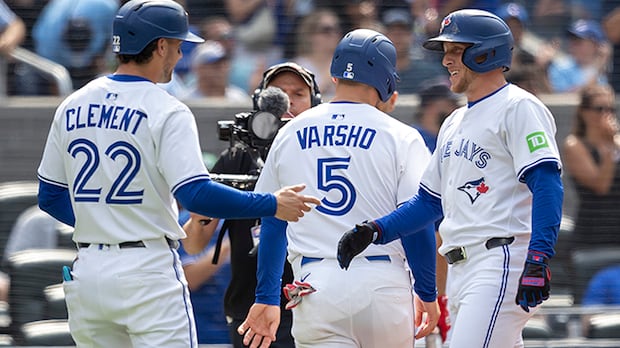 Toronto Blue Jays teammates Myles Straw, Nick Sandlin Andres Gimenez, Ernie Clement and Shane Bieber all played together with the Guardians in Cleveland. “The culture in Cleveland is really, really good, so we've all kind of tried to bring that here,” says in…