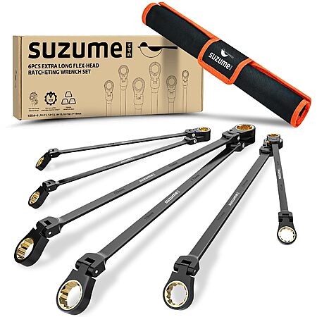 Update: This popular front page deal is back with a new promo code.

SUZUME US via Amazon has 6-Piece Suzume Extra Long Flex Head Ratcheting Wrench Set (8-19mm) for $55.88 - $19.56 w/ promo code SUZ