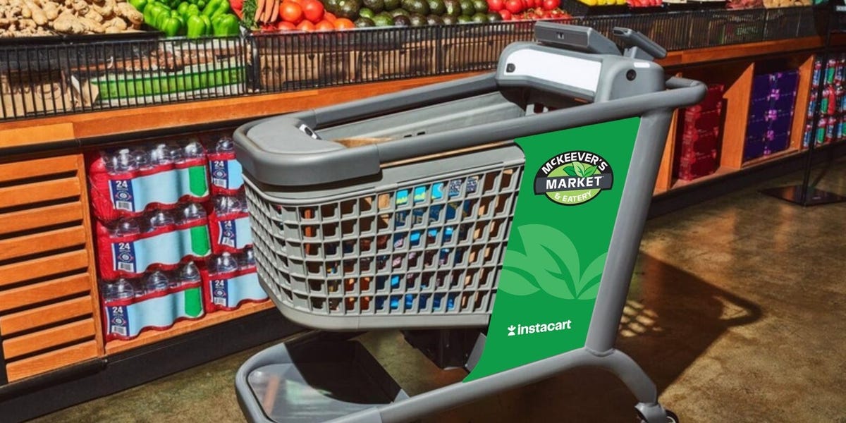 Instacart is rolling out AI versions of its Caper carts. CEO Chris Rogers says its data helps it make recommendations and guide shoppers.