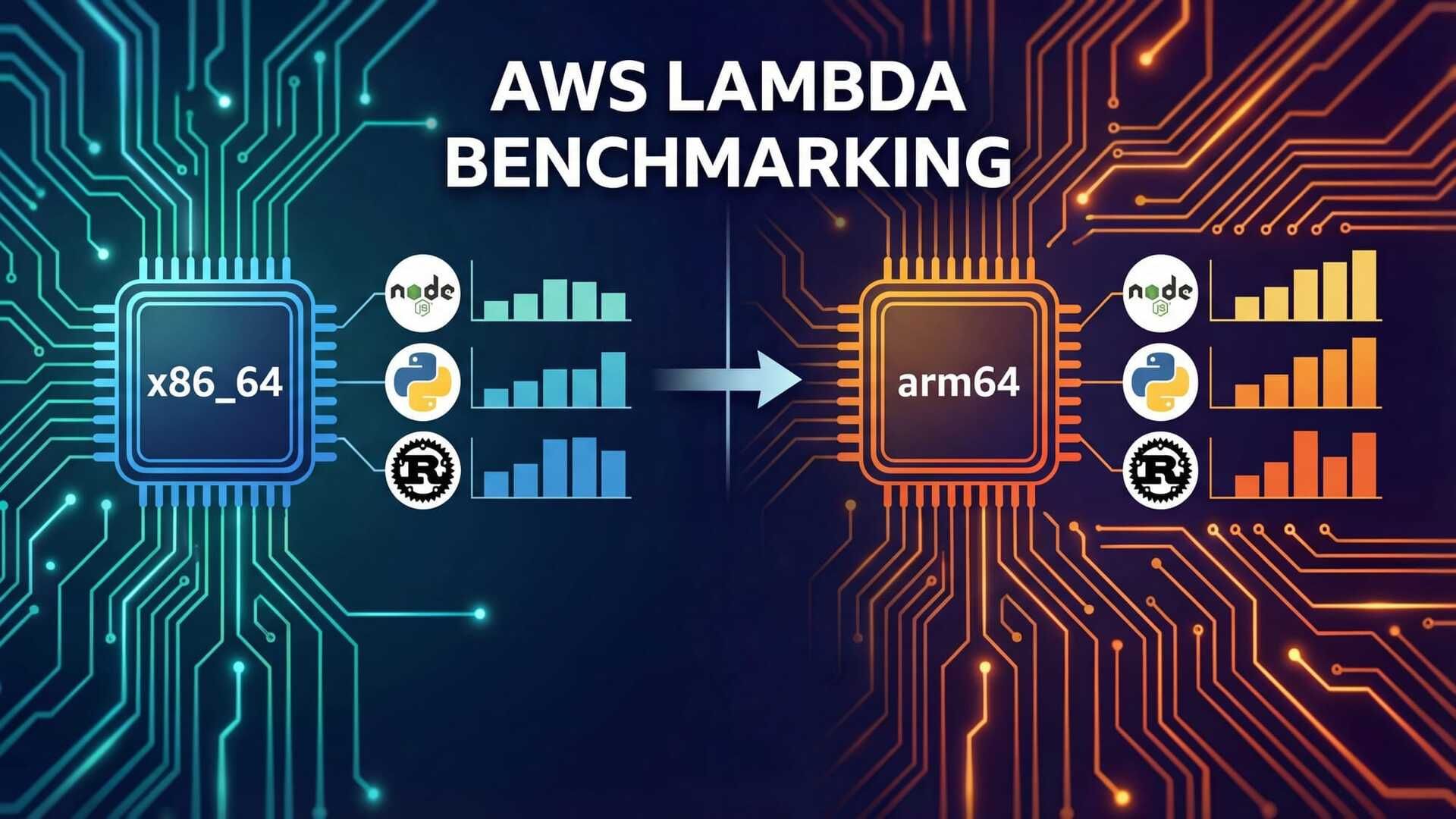 AWS Lambda benchmarks in 2025 show arm64 consistently outperforms x86 across Rust, Python, and Node.js, and significantly reduces costs.