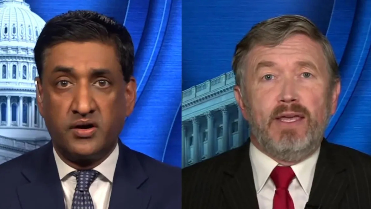 Reps. Ro Khanna, a California Democrat, and Thomas Massie, a Kentucky Republican, who pushed for the Justice Department to release the Jeffrey Epstein files,...