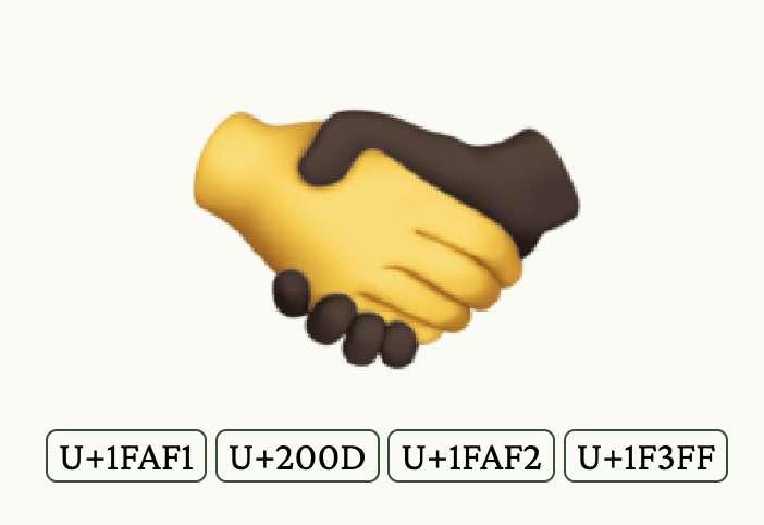 Create custom emoji handshakes using yellow hands like ‍ and ‍.