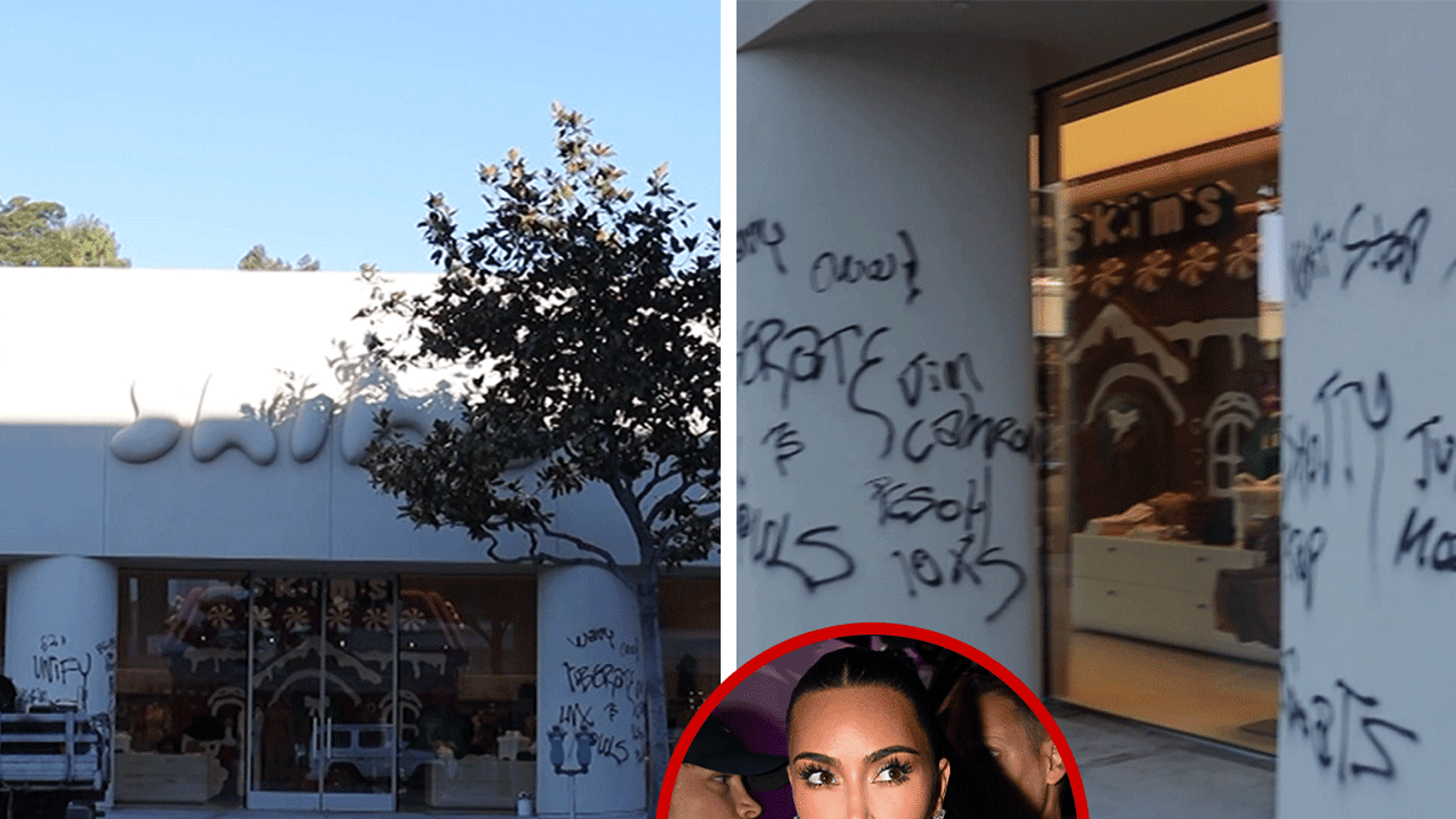 All's not fair for Kim Kardashian ... because her SKIMS store in L.A. was hit by a vandal who defaced the walls with a ton of graffiti -- though cops say they arrested the man who did it. Check out photos of the West Hollywood locale ... with its…