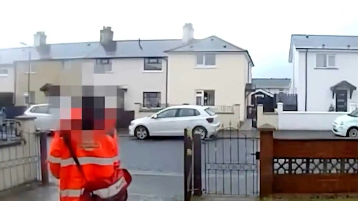 A postman has been fired after footage showed him kicking over a rainbow-coloured garden gnome.&nbsp; The incident occurred on 6 December in east Belfast at around 3.35pm. Police were informed the following day.&nbsp; Ring Doorbell footage showed the postman delivering…