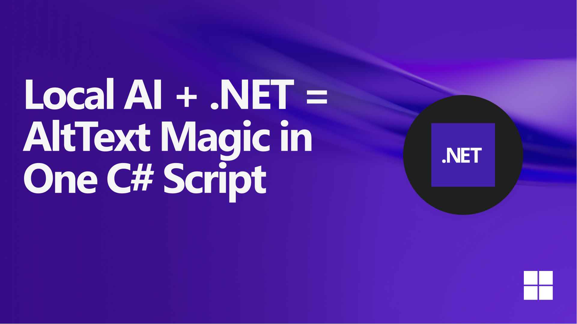 Learn how to generate image AltText using .NET 10 and local AI models — all in a single C# file with dotnet run app.cs. A fun and accessible example of what AI can do beyond chat.
The post Local AI + .NET = AltText Magic in One C# Script appeared first on .NE…