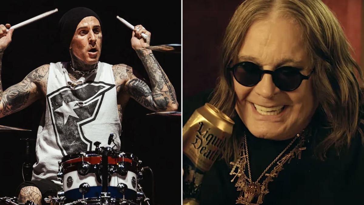 One of 10 empty iced tea cans sealed with Ozzy Osbourne's DNA.
Travis Barker Reveals He Owns Liquid Death Can Containing Ozzy Osbourne’s DNA
Eddie Fu