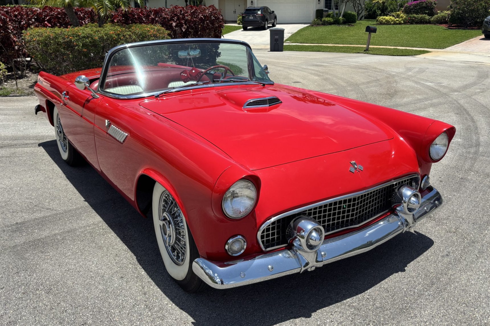 This 1955 Ford Thunderbird was purchased by the seller in 2012 and subsequent work has included rebuilding the 292ci V8, replacing the fuel tank, dual exhaust system, and brake power booster, and installing an aftermarket audio system and dual batteries. It i…