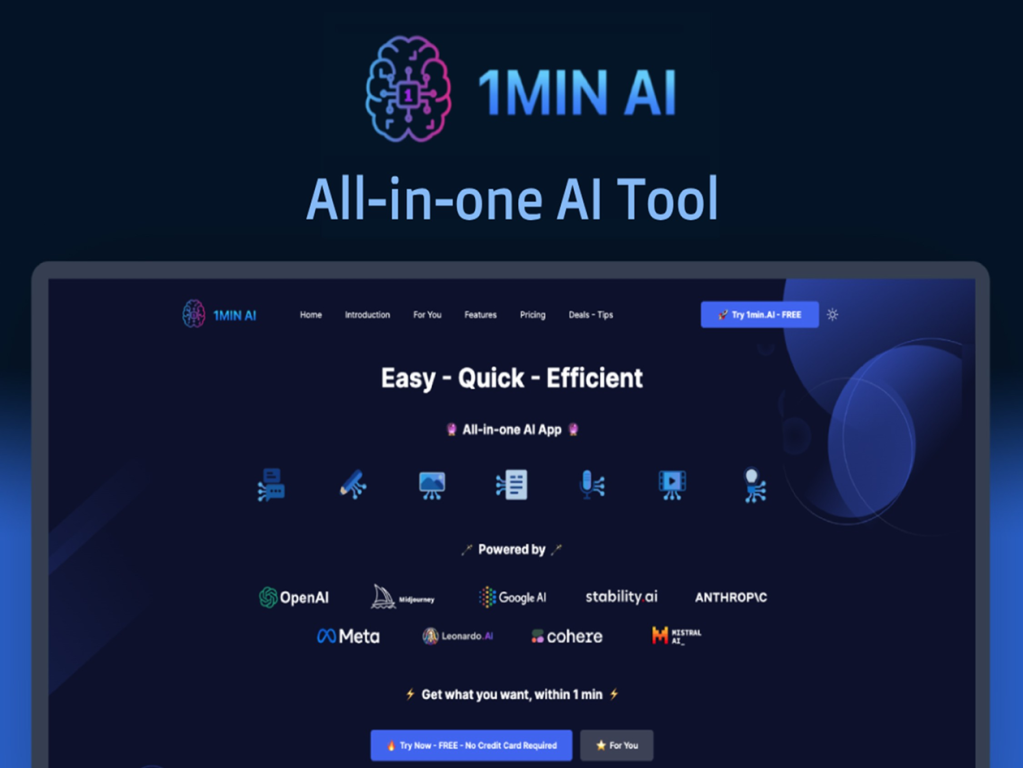 TL;DR: 1min.AI gives you lifetime access to ChatGPT, Gemini, and more top AI models for a one-time payment, now $79.97 during our version of Prime Day.




It’s not Black Friday, but you wouldn’t know it from this deal. During PCWorld’s Deal Days, our versio…