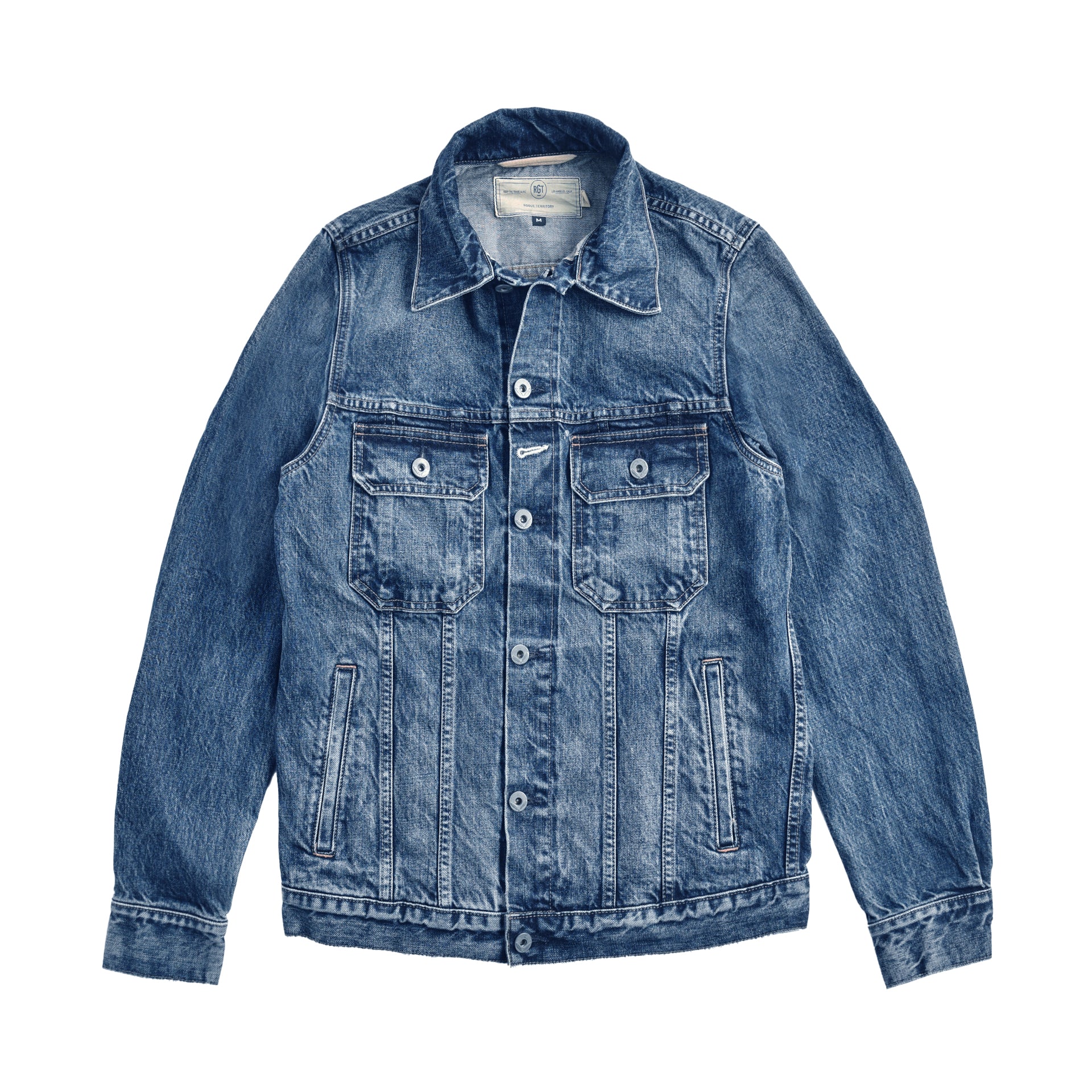 Made from proprietary selvedge denim, this hand-distressed item is an elevated take on a classic.