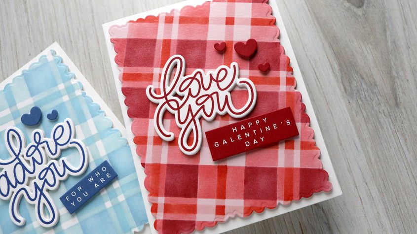 Happy Tuesday! Last night for my weekly livestream I recreated a card from my January 2026 release cards but in different colors! I really wanted to create a red and pink plaid using the Plaid Perfection Stencil Pack. I finished off the card using the Love an…