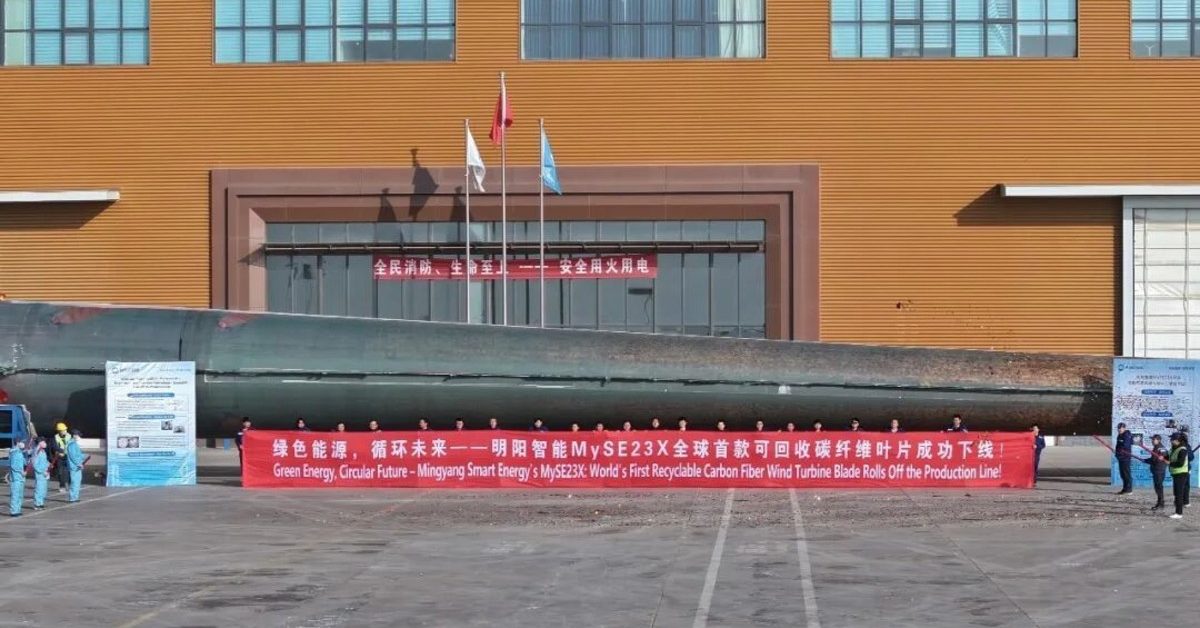 Ming Yang Smart Energy says it has rolled out what it’s calling the “world’s first fully recyclable carbon fiber wind turbine blade” — and it’s a big one.



 more…
