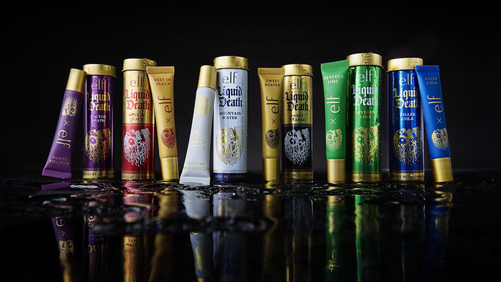 Liquid Death has once again teamed up with e.l.f. Cosmetics for a brand new set of items, as they are releasing six new Lip Embalms shortly. As you can see here, all of them take from the flavors of various waters in the LD line, while also giving you that co…