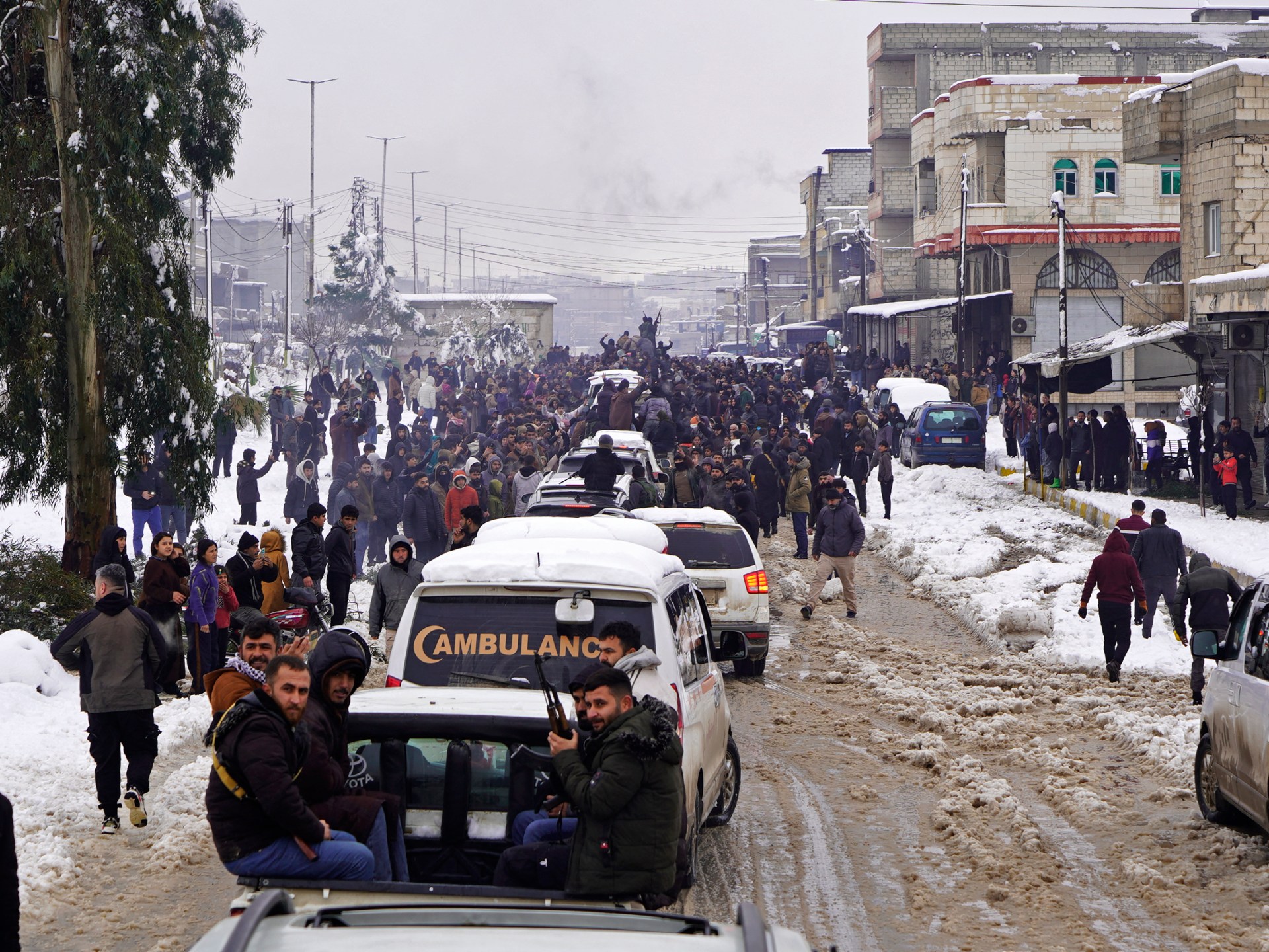 Convoy carrying food and fuel reaches Kurdish-majority town, also known as Kobane, in Aleppo province.