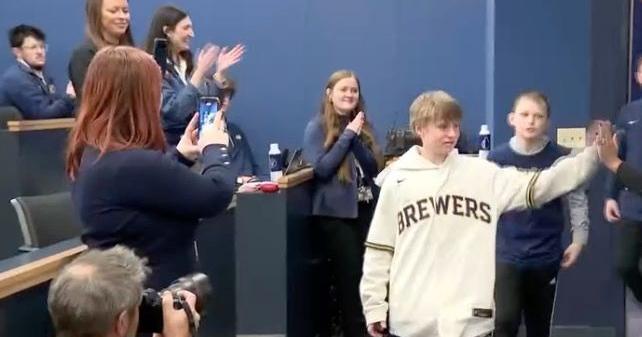 MILWAUKEE (WISN) -- At American Family Field Tuesday, three young Aurora Health Care patients received the surprise of a lifetime when they learned they would be going on an all-expenses-paid