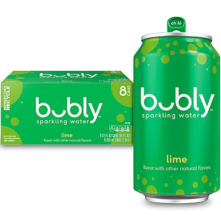 Amazon has 8-Pack 12-Oz Bubly Sparkling Water (Lime) for $3 - 5% when you check out via Subscribe & Save = $2.85. Shipping is free w/ Prime or on $35+ orders.

Thanks to Deal Hunter dubba-low fo