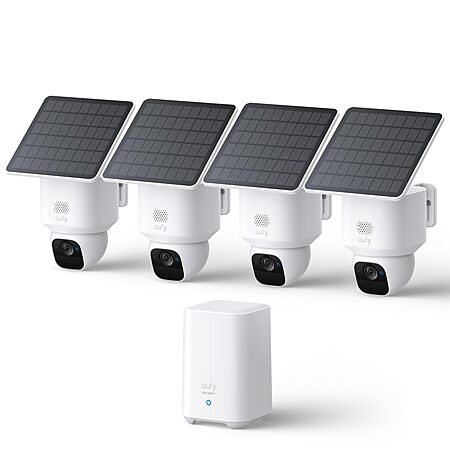 Amazon [amazon.com] has eufy Security SoloCam E30, 4-Cam Pack Kit, Security Cameras Wireless Outdoor, Solar Camera Outdoor Wireless, 360° Pan, AI Tracking, 2K Clarity, No Monthly Fee on sale for $299