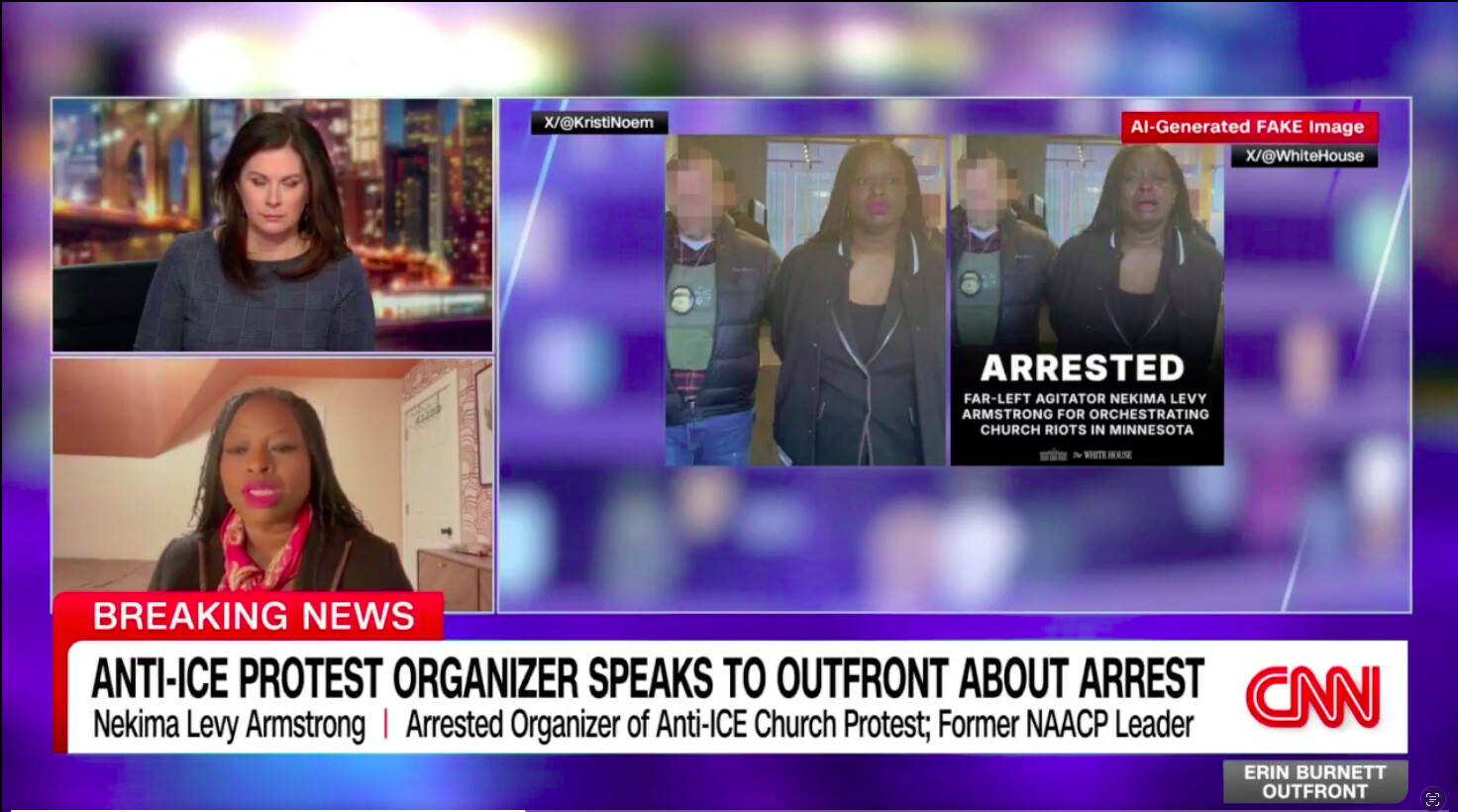 The woman whose photograph was digitally altered by the White House said she was told by the FBI agent recording her that the footage would not be used on social media. Nekima Levy Armstrong&nbsp;joined CNN host&nbsp;Erin Burnett&nbsp;to discuss her arrest for organizing an…