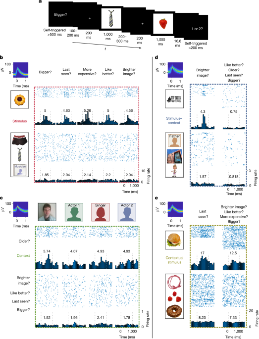 Single-neuron recordings in humans reveal largely separate content and context neurons whose coordinated activity flexibly places memory items in context.