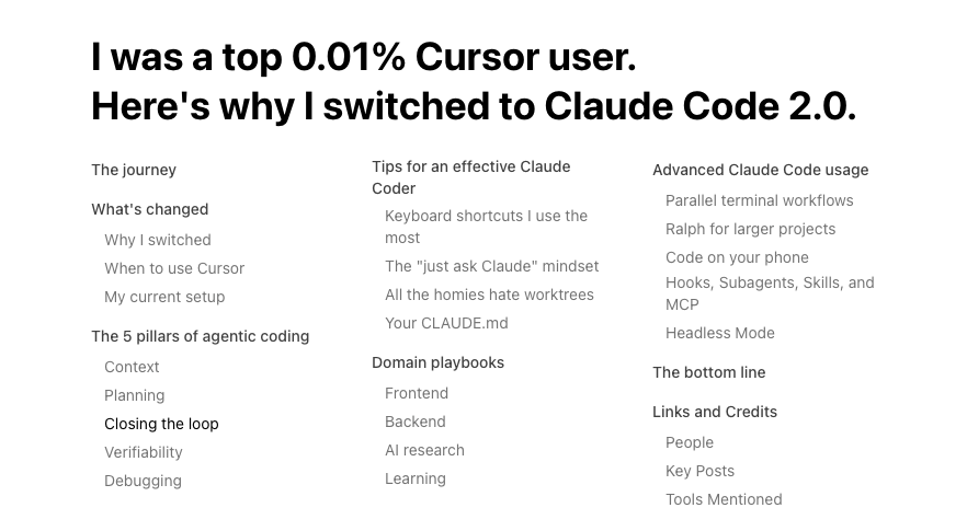 A comprehensive guide to Claude Code from someone who's been using coding AI since 2021. Learn the 5 pillars of agentic coding, custom commands, and advanced workflows.