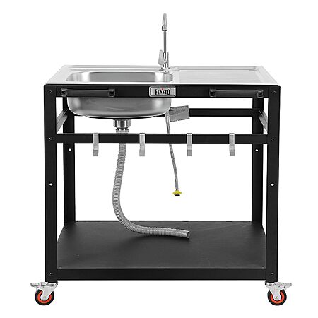 Amazon [amazon.com] has *35” Feasto Outdoor Kitchen Stainless Steel Sink Station Grill Cart w/ Faucet, Hose Hook Up & Wheels* for *$148.49*. *Shipping is free*. 
 
 
Product Description from...