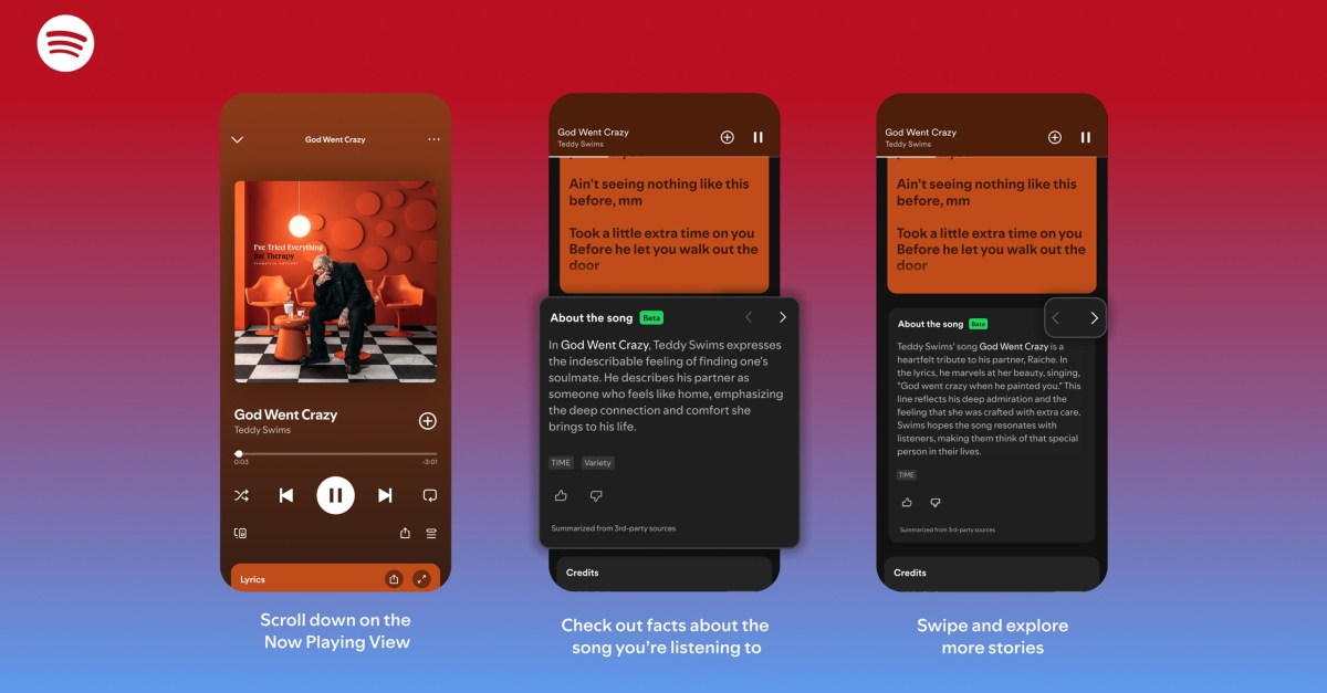 Spotify is launching About the Song in beta today, which offers context and facts about the song you're listening to. Premium users can scroll down to the new About the Song section for information while in the Now Playing view. At launch, it's only available…