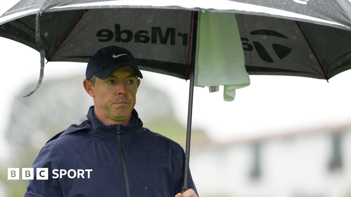 World number two Rory McIlroy says he prefers playing in rain to wind after setting the joint clubhouse lead as storms hit the opening day of the PGA Tour event in Los Angeles.