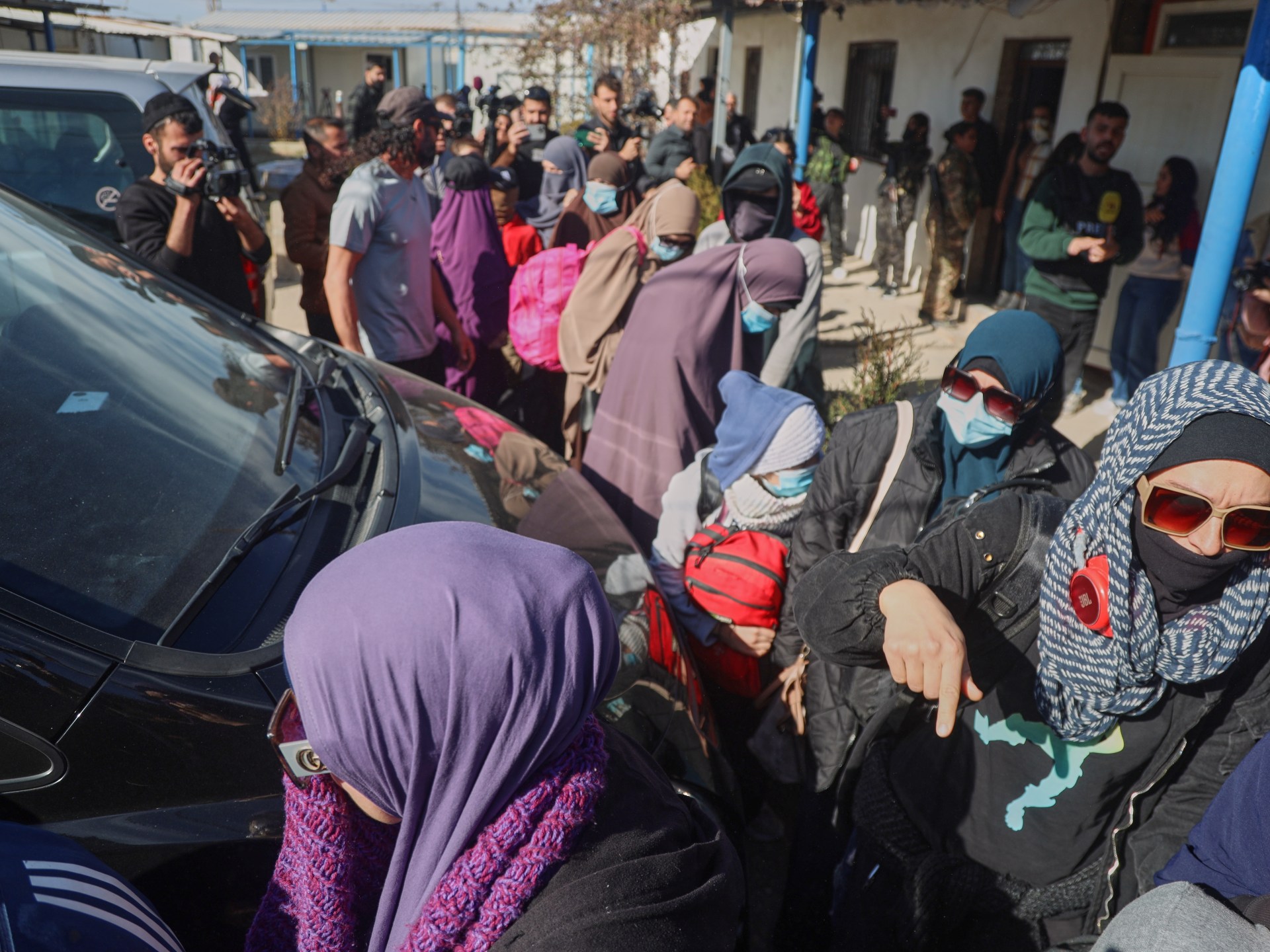 Families of 34 Australians are set to depart from Damascus, Kurdish authorities say.