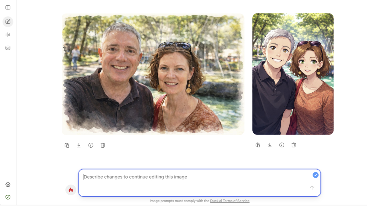 DuckDuckGo's private AI chatbot Duck.ai now supports anonymous photo uploading and editing capabilities.
The post DuckDuckGo Adds Photo Editing to Duck.ai appeared first on Thurrott.com.