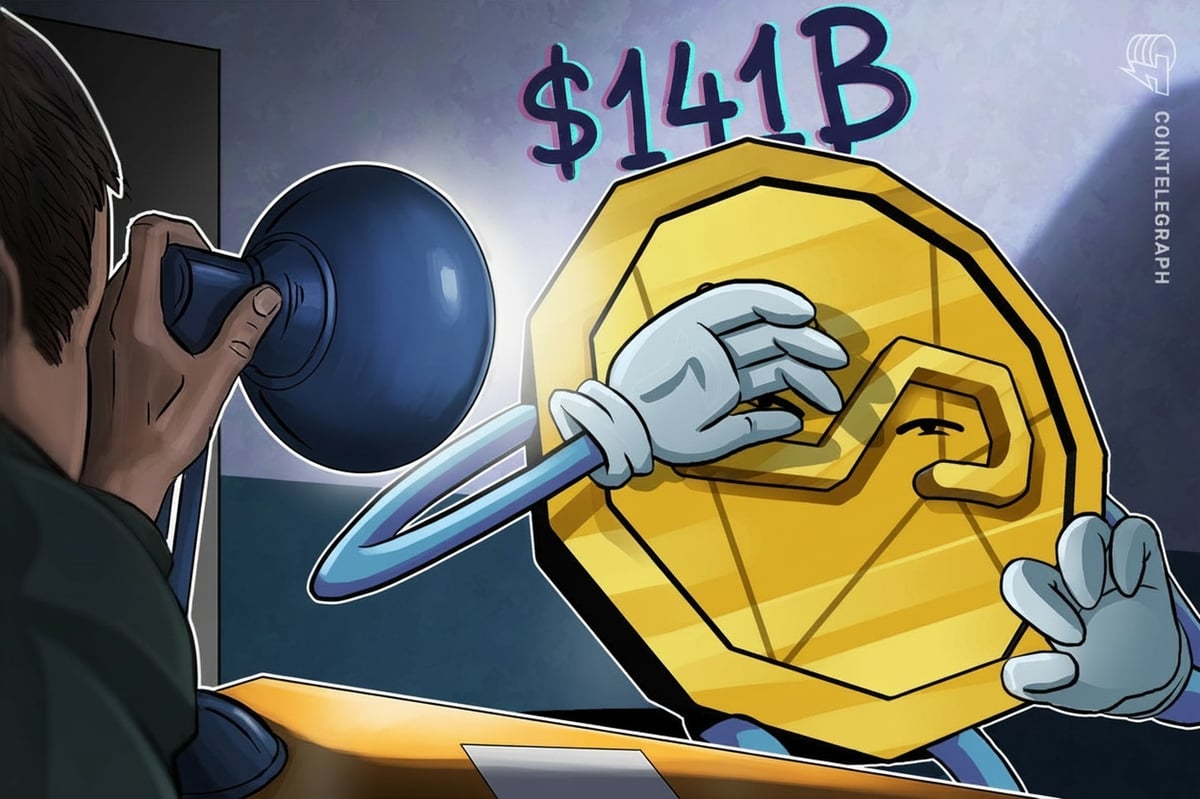 Illicit entities received $141 billion via stablecoins in 2025, with sanctions-linked networks accounting for 86% of all illicit crypto flows, says TRM Labs.