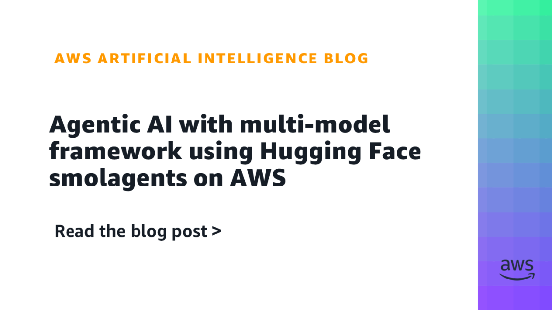Hugging Face smolagents is an open source Python library designed to make it straightforward to build and run agents using a few lines of code. We will show you how to build an agentic AI solution by integrating Hugging Face smolagents with Amazon Web Service…