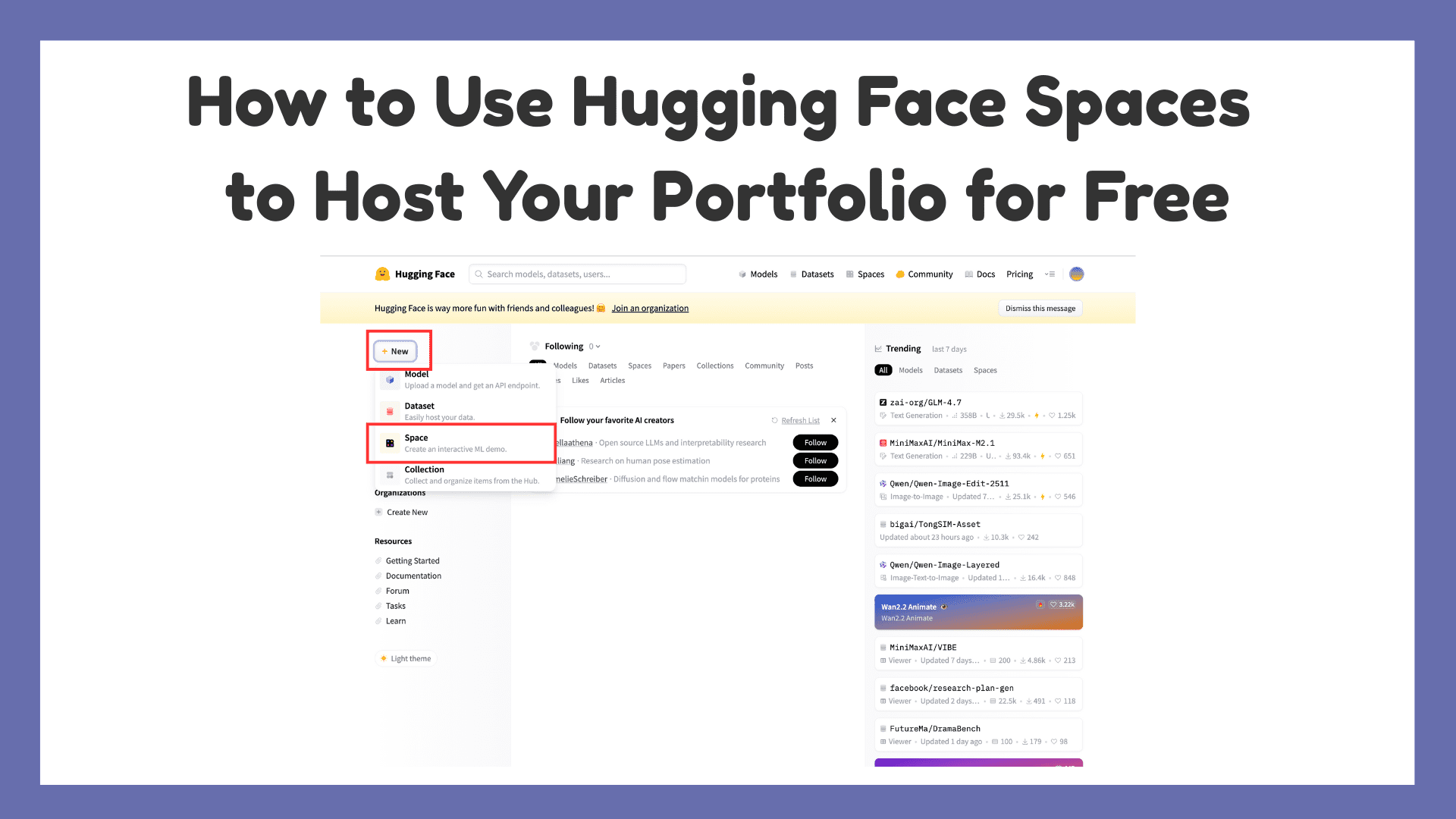 Hugging Face Spaces is a free way to host a portfolio with live demos, and this article walks through setting one up step by step.