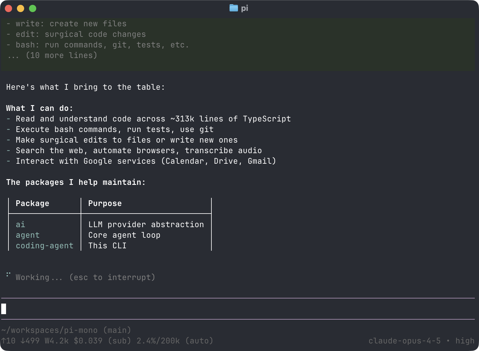 A terminal-based coding agent