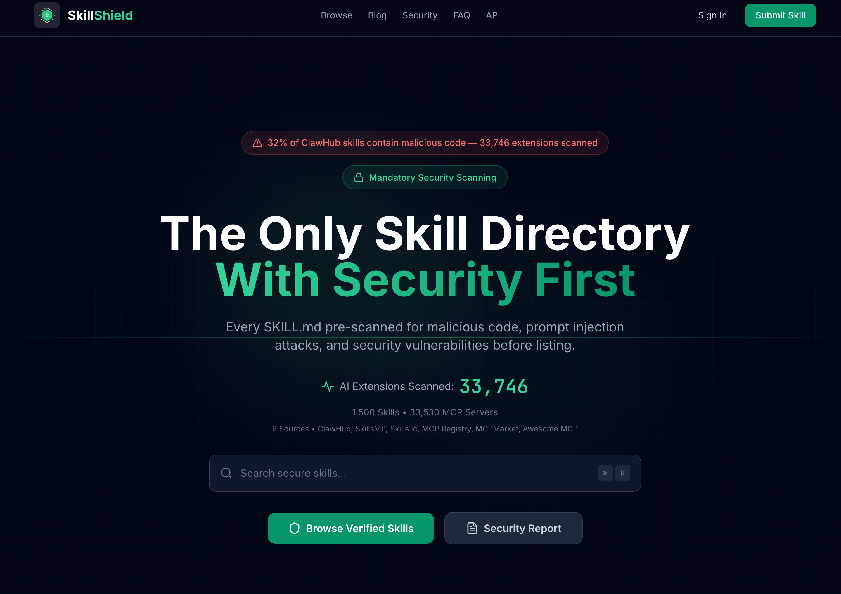 Browse AI skills pre-scanned for malware and risks