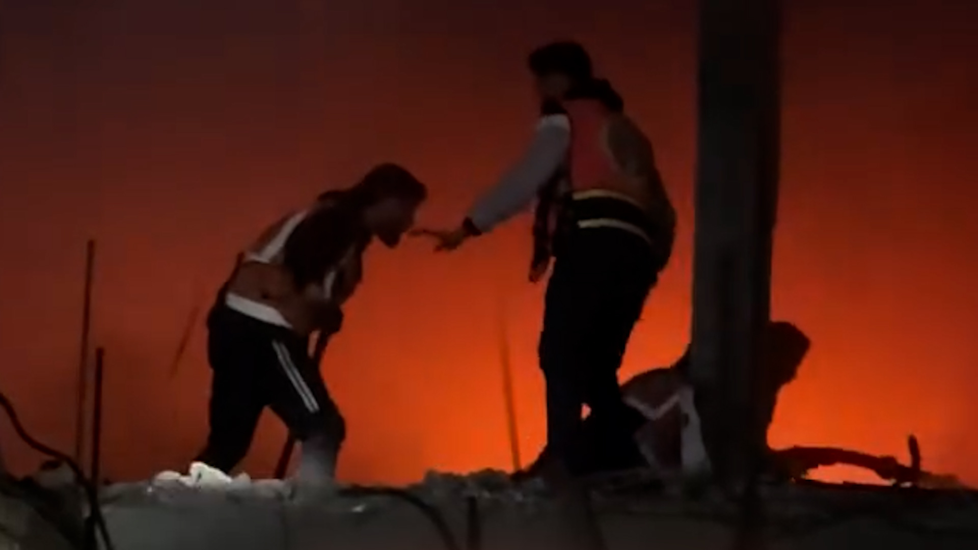 Rescue teams headed to the site of a suspected Israeli attack in Gaza City to control the blaze.