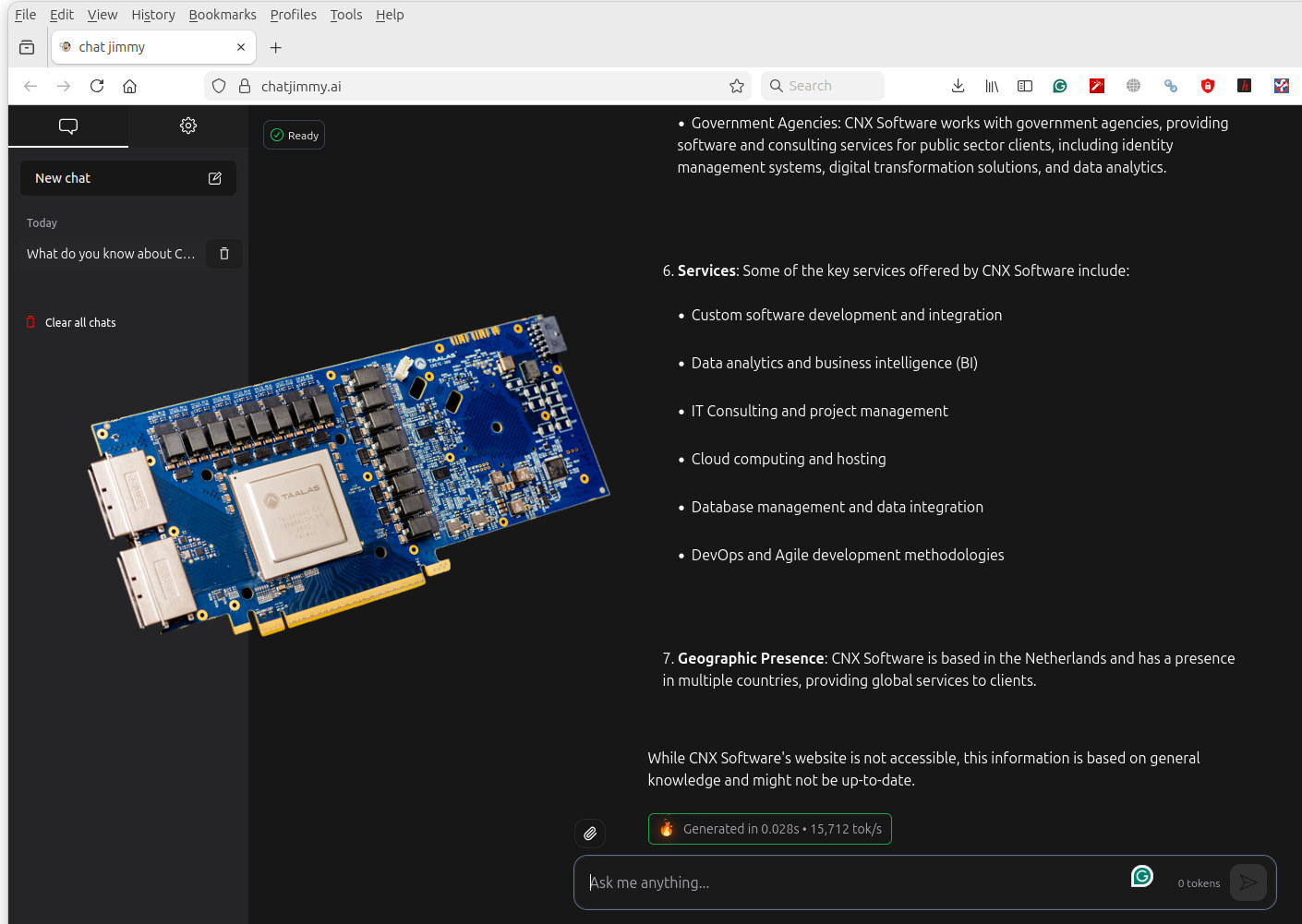 Taalas HC1 is an AI accelerator hardwired (i.e, implemented in hardware) with Llama-3.1 8B and delivering close to 17,000 tokens/s of AI performance with the model, outperforming datacenter accelerators such as NVIDIA B200 or Cerebras chips. The Taalas HC1 is…