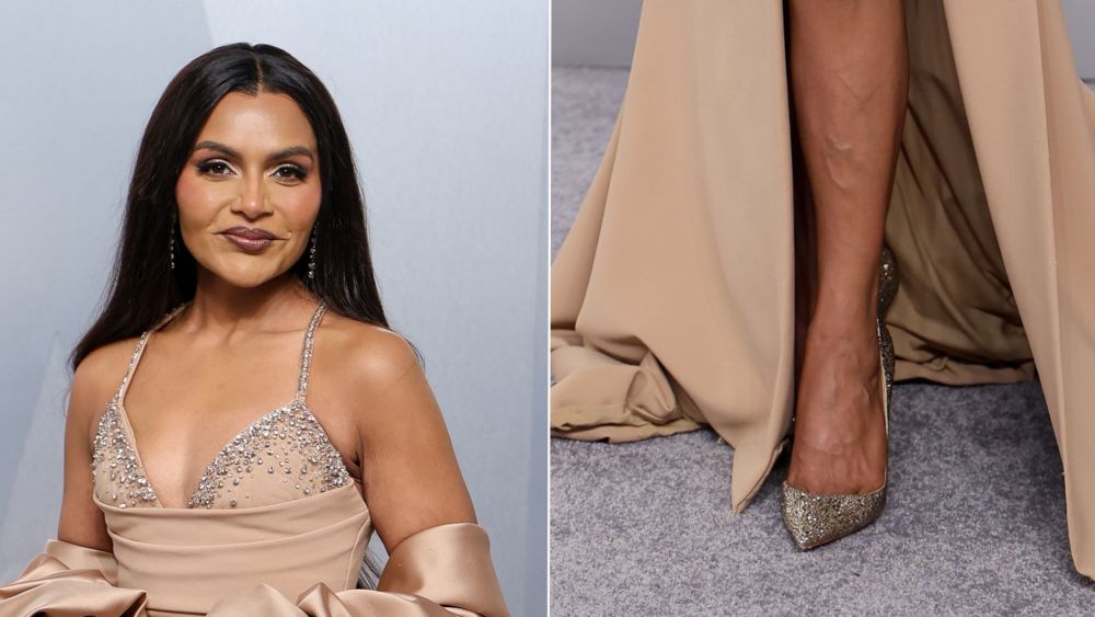 The multihyphenate paired rose-gold Christian Louboutin Iriza crystal pumps with an Elie Saab gown at the 2026 Vanity Fair Oscars Party.