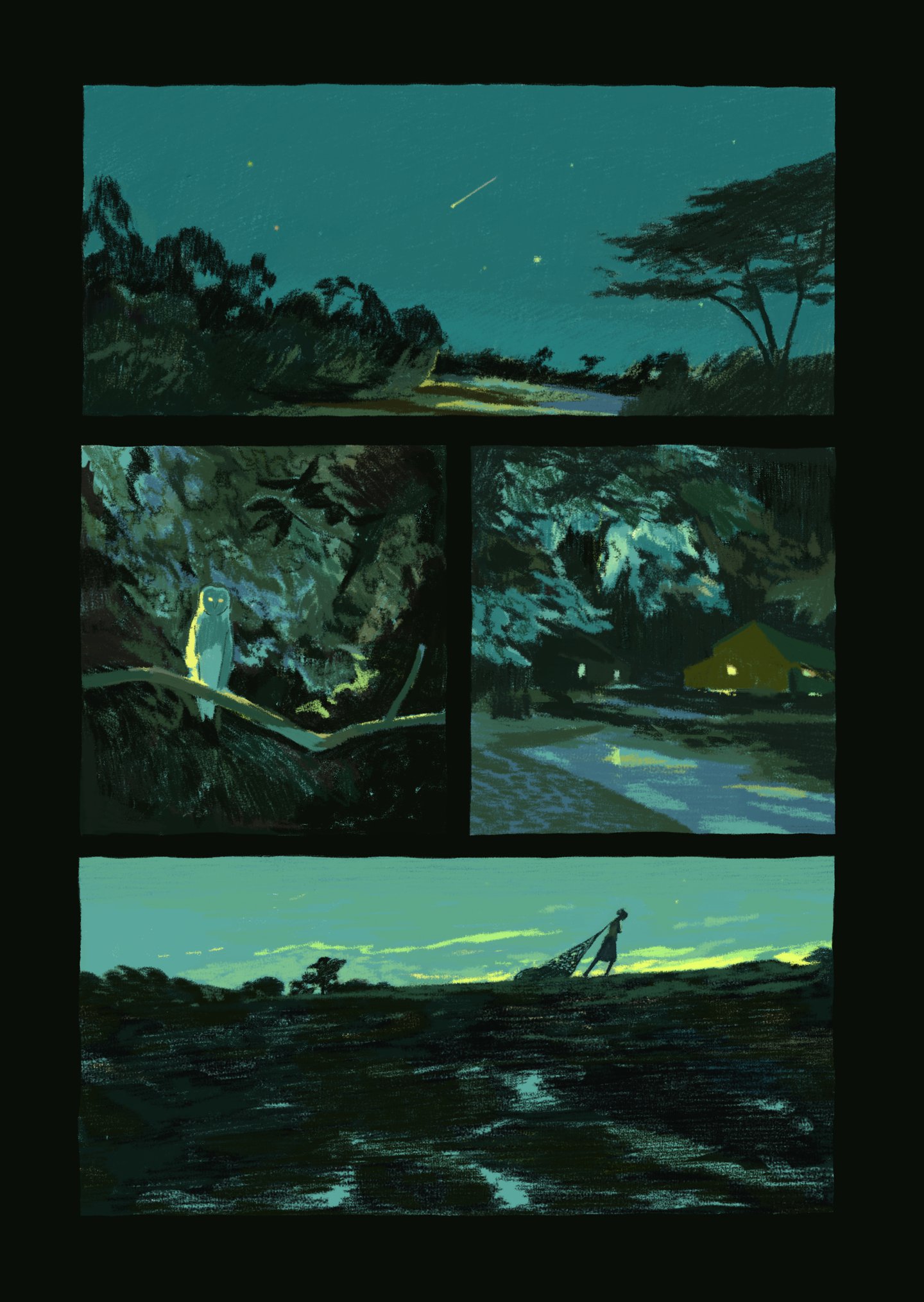 Xiao Hua Yang paints in unfamiliar purples, greens and yellows, rendering the natural world as something alien but always exciting.