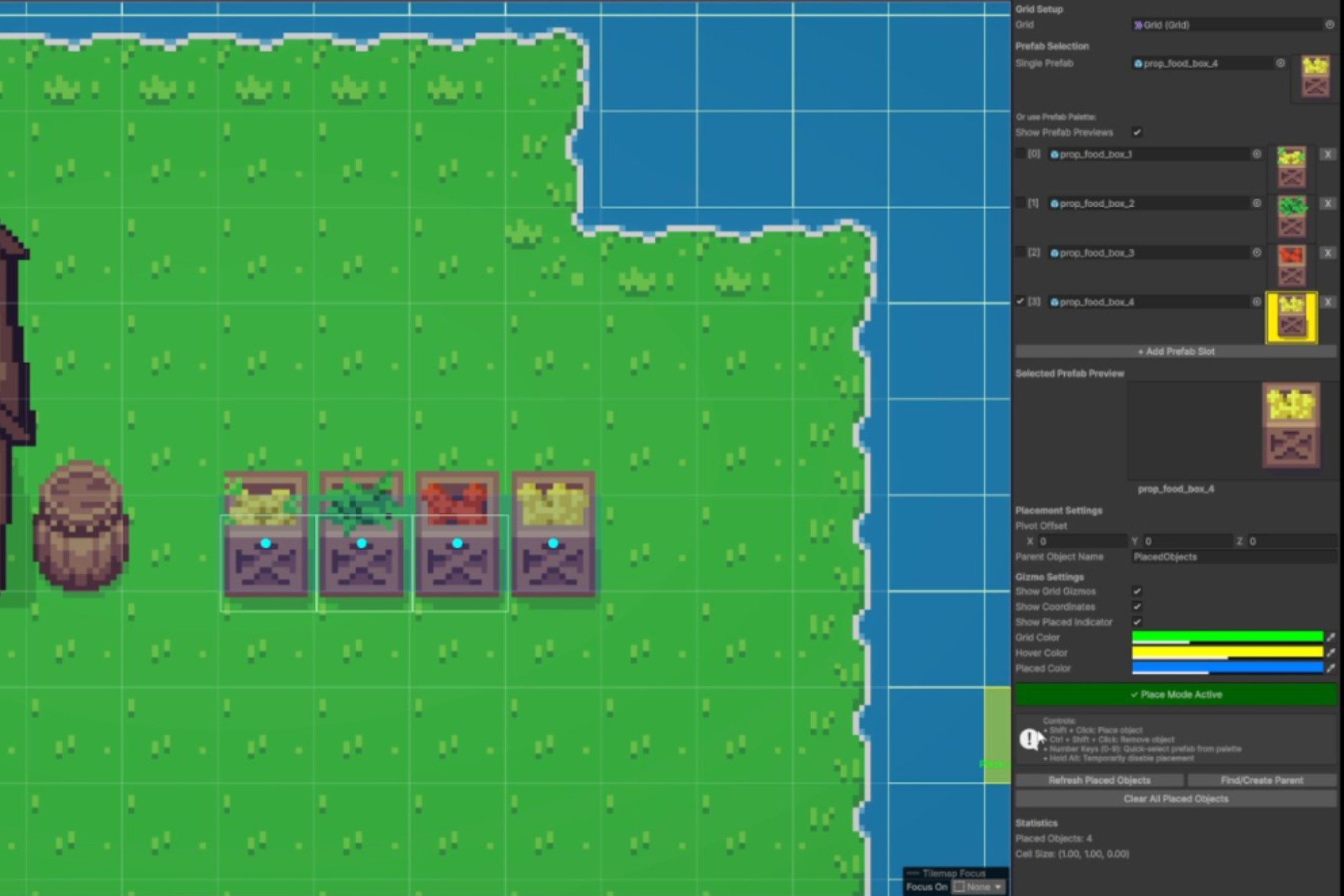 Snap your prefabs on your grid<ul><li> Grid-snapped placement with visual feedback</li><li> Multi-prefab palette with sprite previews</li><li>⌨️ Keyboard shortcuts (0-9) for quick prefab switching</li><li> Pivot offset support for perfect alignment</li>…