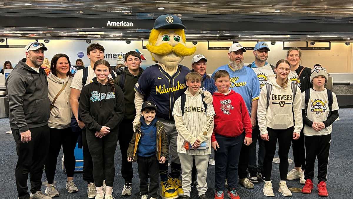 Three young Aurora Health Care patients surprised with a VIP trip to Milwaukee Brewers Spring Training officially left for Phoenix Thursday.