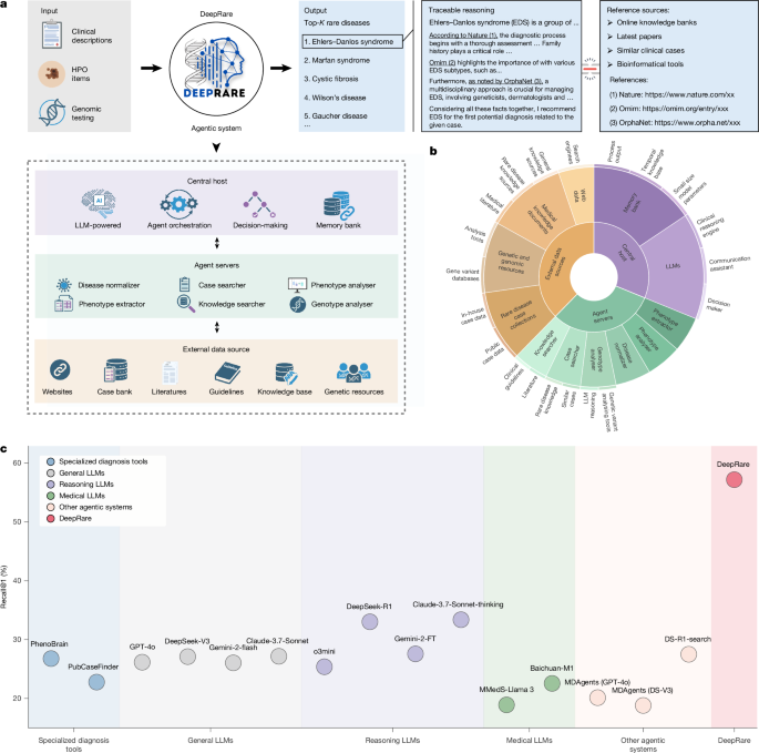 DeepRare—a multi-agent system for rare disease differential diagnosis decision support powered by large language models, integrating specialized tools and up-to-date knowledge sources—has the&nbsp;potential to reduce healthcare disparities in rare disease dia…