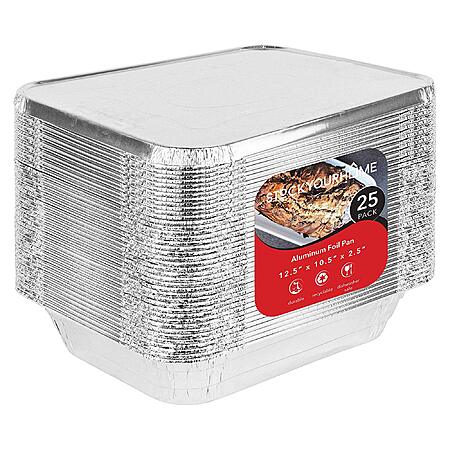 StockYourHome via Amazon [amazon.com] has *25-Pack Stock Your Home Disposable Aluminum Pans with Lids (9" x 13") *on sale for $25.59 - 30% off when you 'clip' the coupon [amazon.com] on product page...