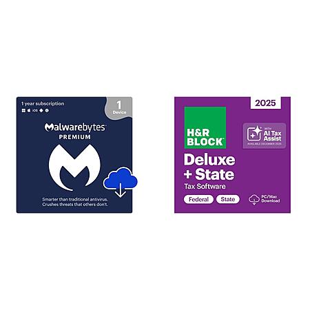 Newegg

For those interested

Note, offer valid while pricing/supplies last; limit 5 per customerH&R Block 2025 Tax Software: Deluxe + State w/ 1-Year Malwarebytes Premium Software [newegg.com] (P